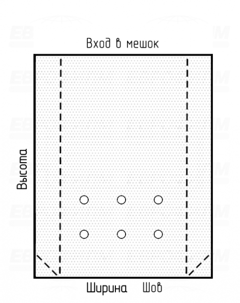 Мешок ПСД 140мкм 400x1200мм фальцы 180+180мм угловая запайка, пробивные отверстия с микроперфорацией